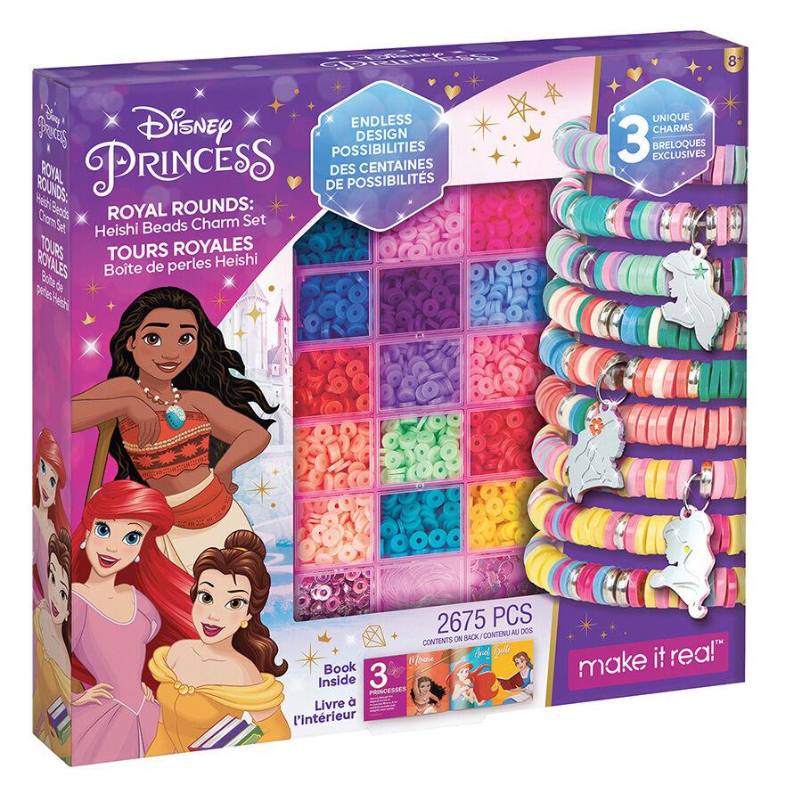 MAKE IT REAL Kreativni set za pravljenje narukvica za devojčice Disney Princess Royal Rounds: Heishi Beads Charm Set