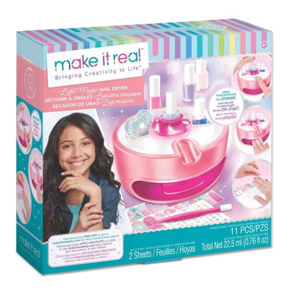 MAKE IT REAL Set za lakiranje nokrtiju sa sušačem za devojčice Bringing Creativity to Life Light Magic Nail Dryer