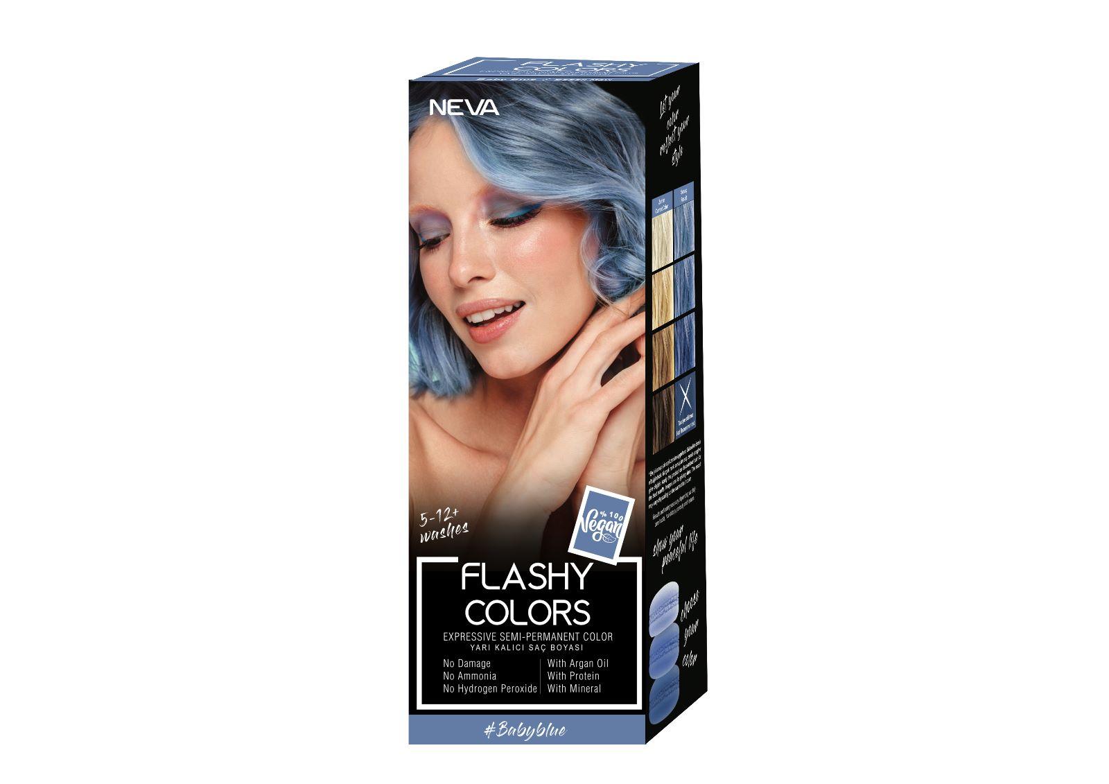 NEVA Flashy Colors Polutrajna farba za kosu, 100ml, Baby Blue
