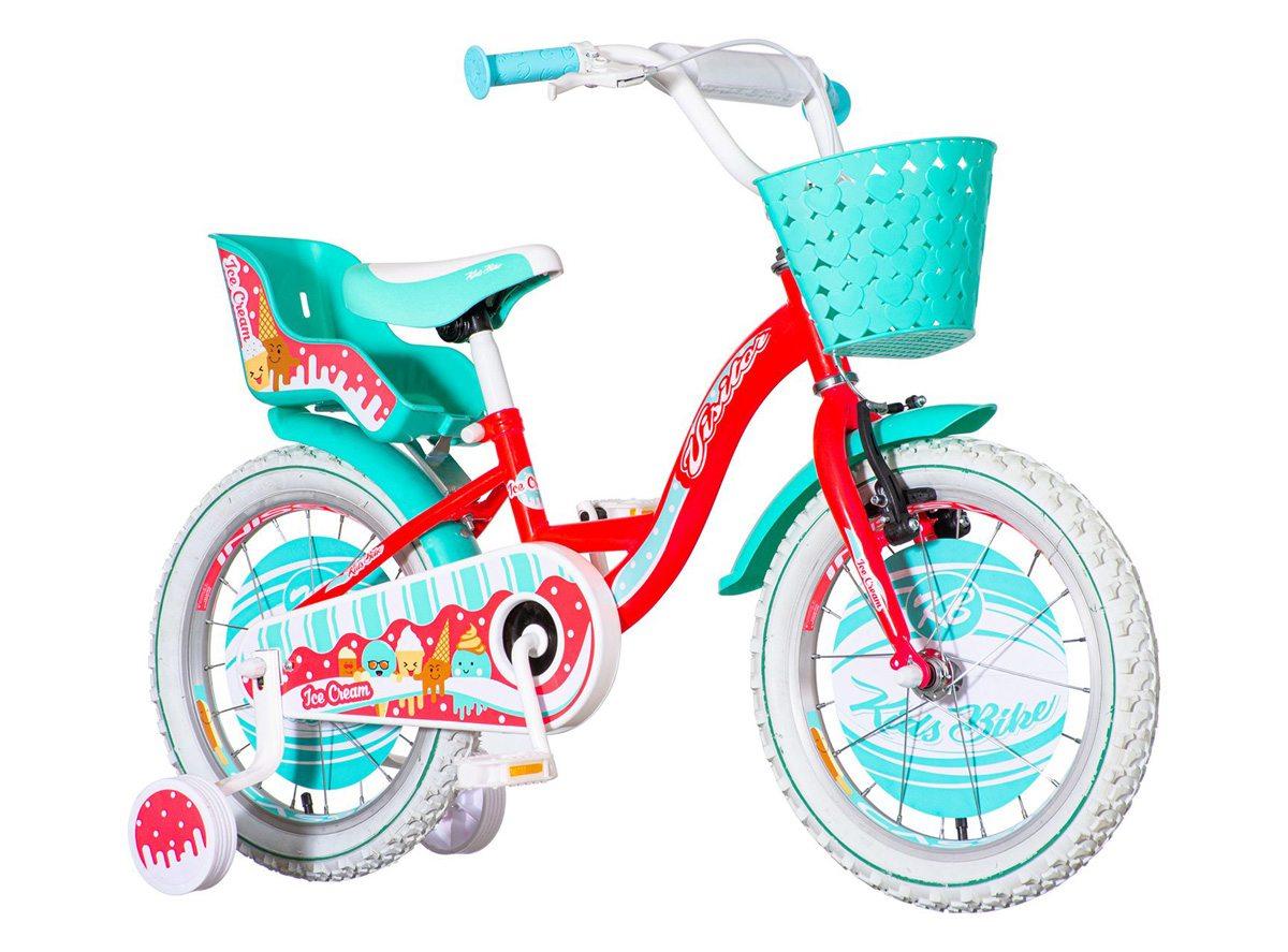 VISITOR Bicikl za devojčice CRE160 16" Creme EUR1 crveno-tirkizni