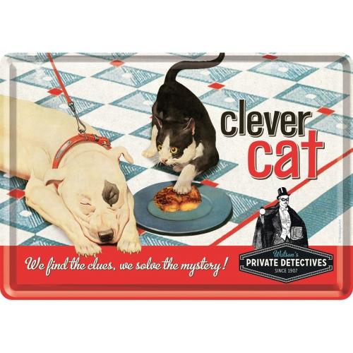 Selected image for NOSTALGIC ART Metalna razglednica Clever Cat