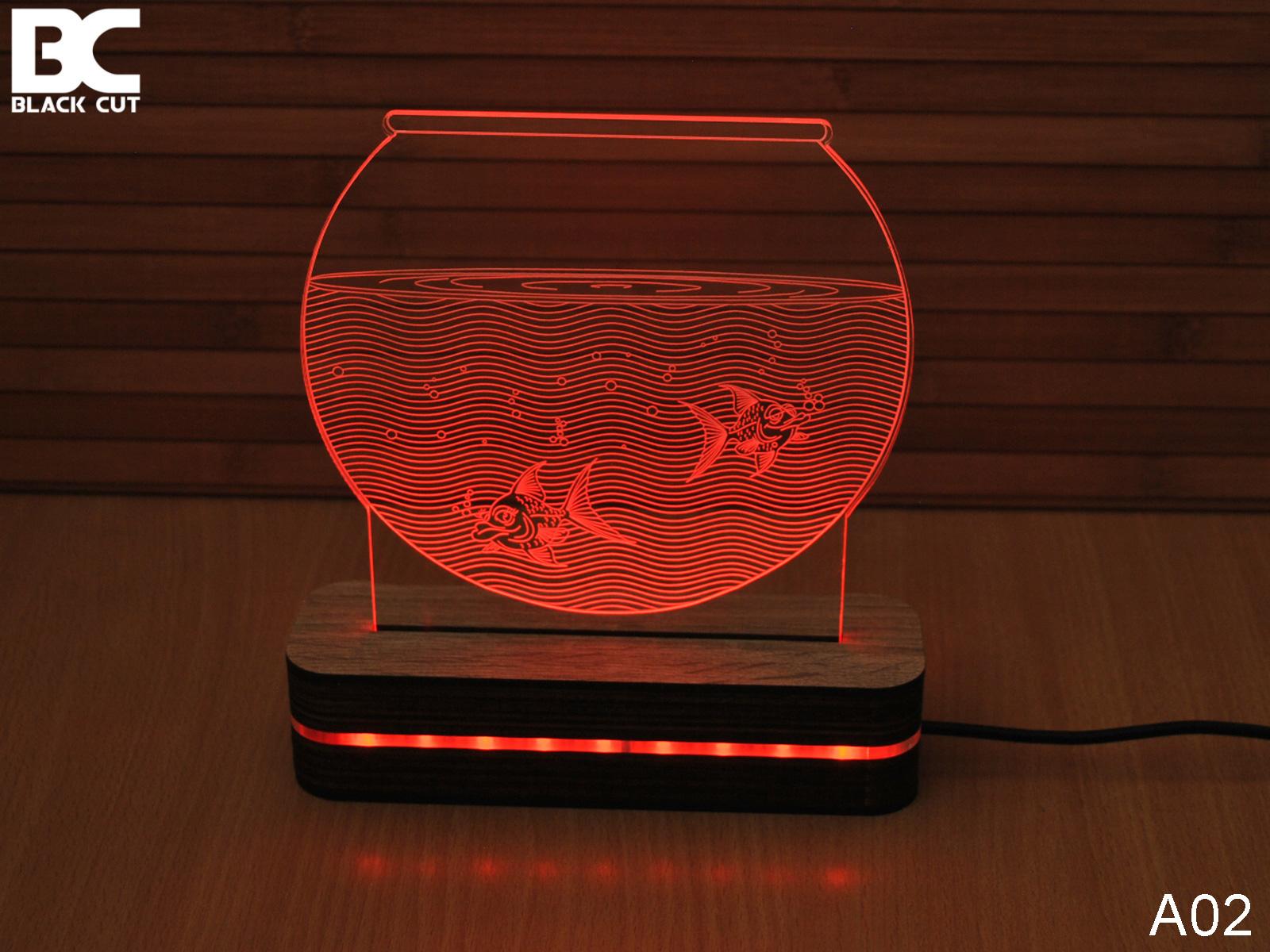 Selected image for Black Cut 3D Lampa Akvarijum, Roze