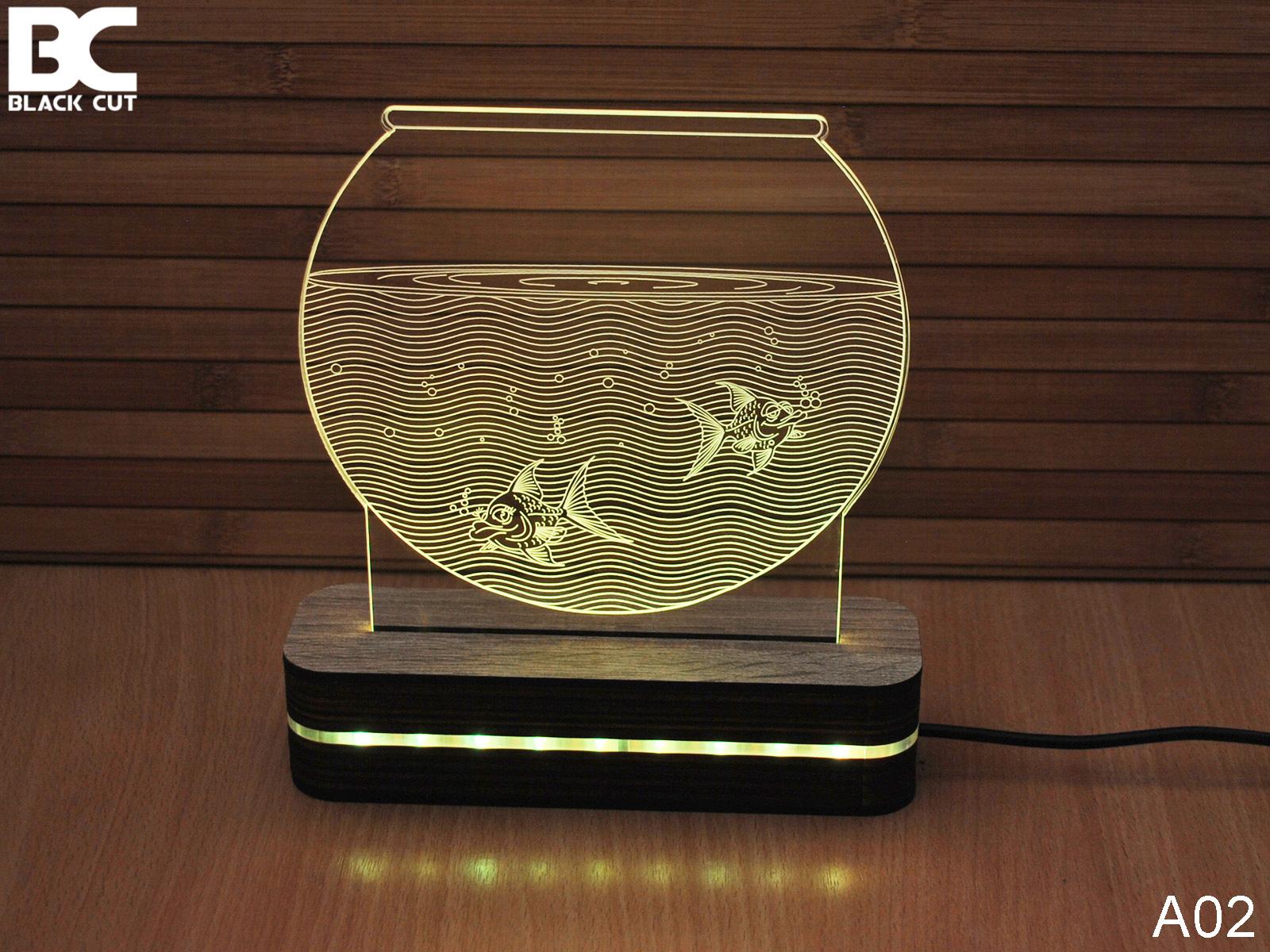Black Cut 3D Lampa Akvarijum, RGB