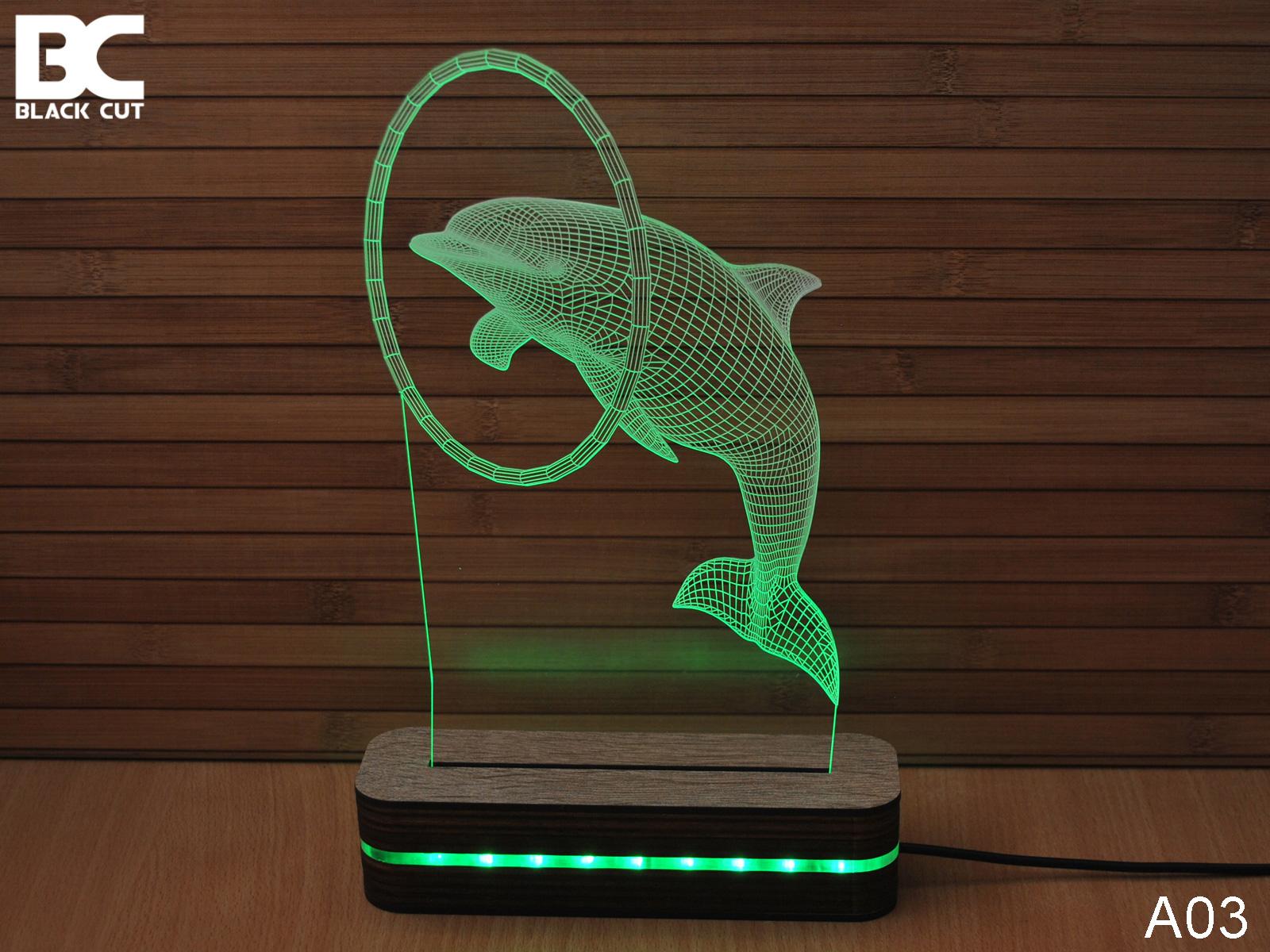 Selected image for Black Cut 3D Lampa Delfin, Hladno bela