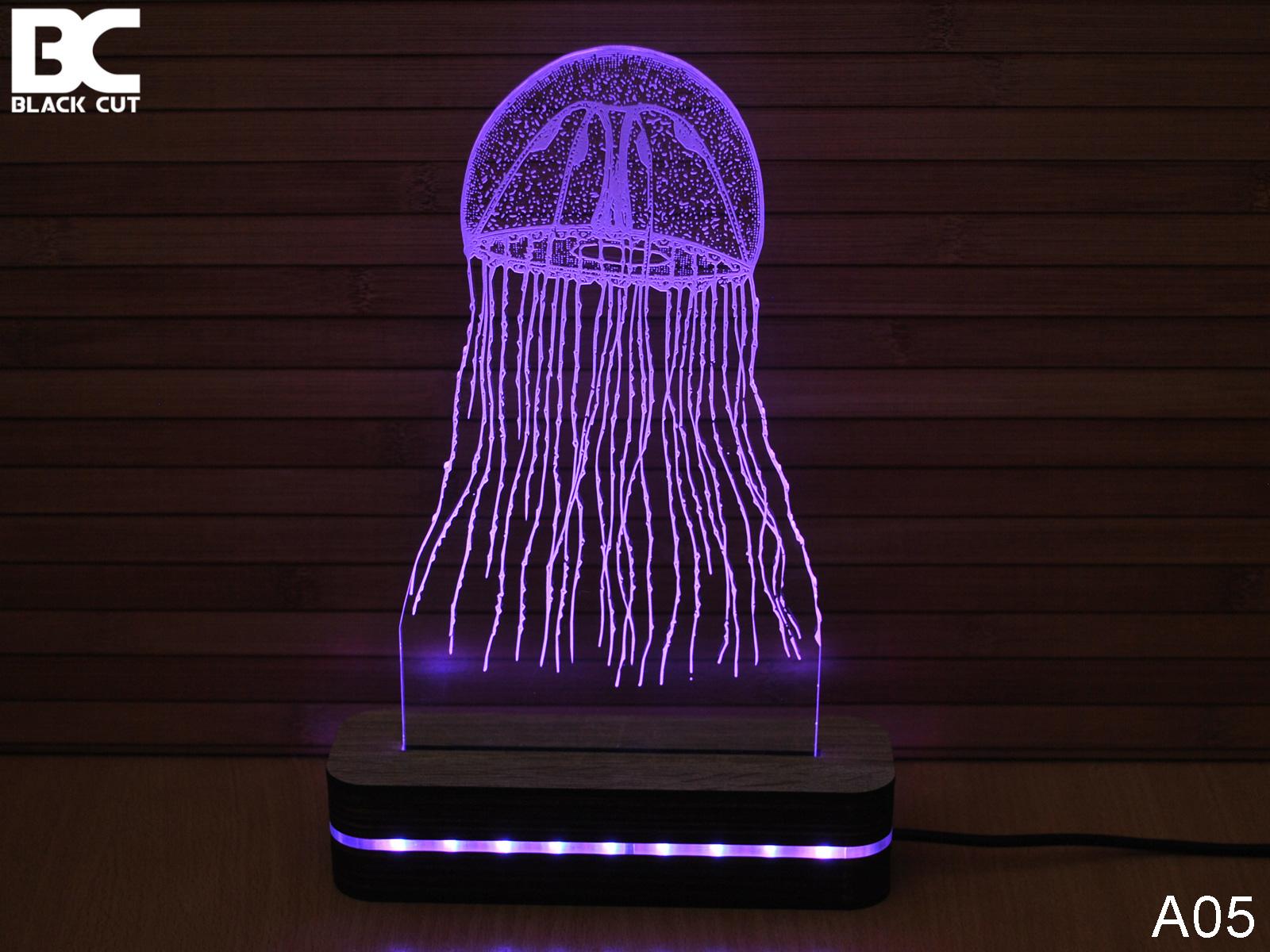 Black Cut 3D Lampa Meduza, Roze