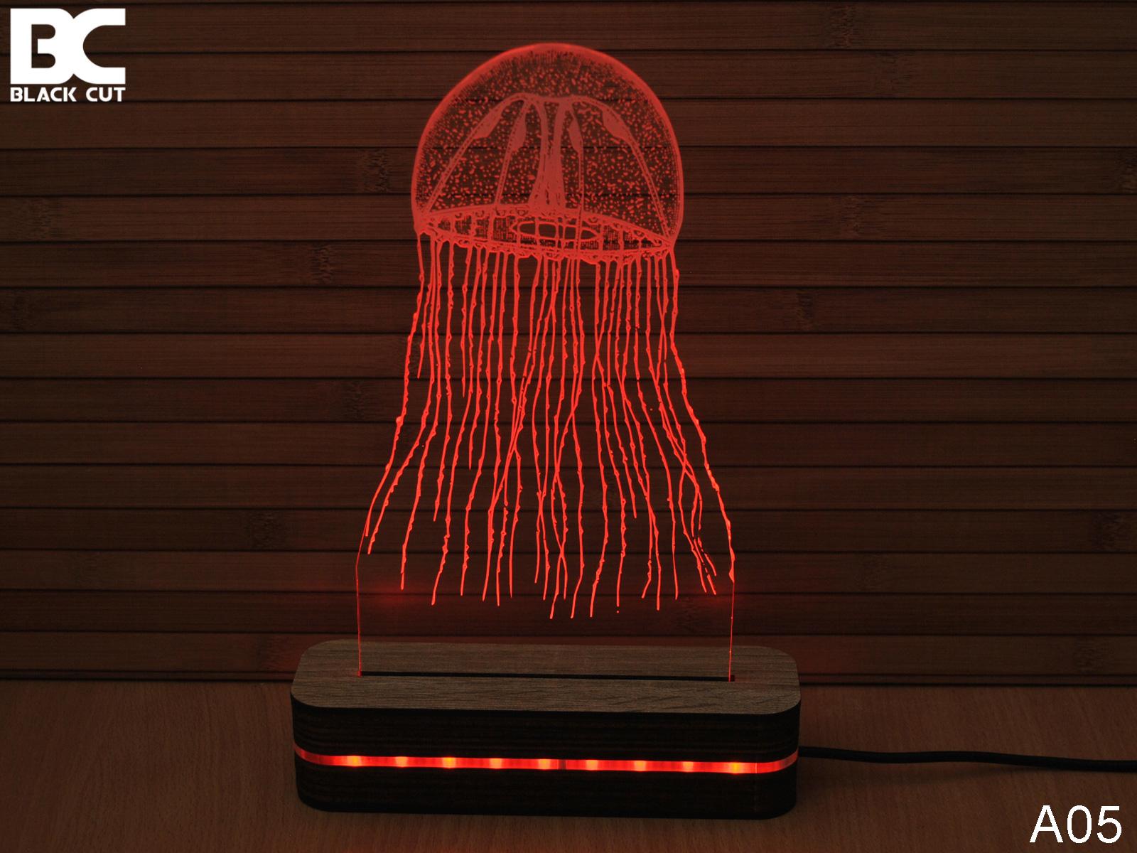 Black Cut 3D Lampa Meduza, Crvena