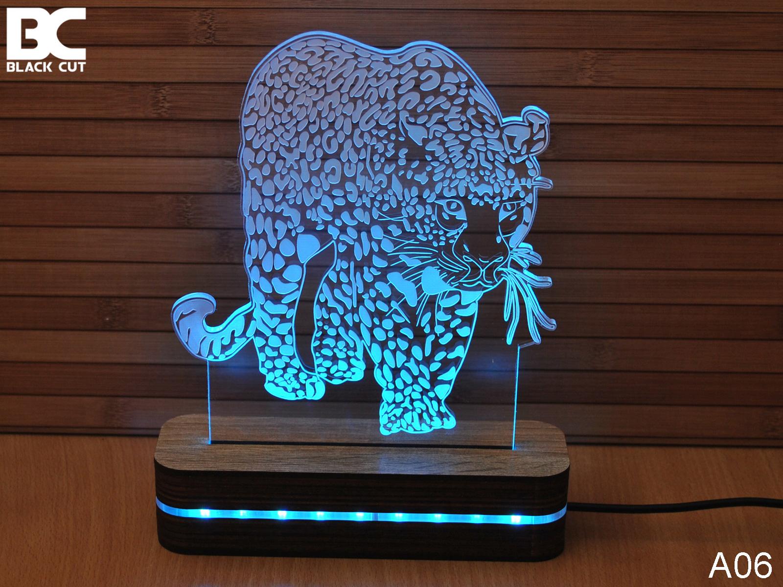 Black Cut 3D Lampa Jaguar, Svetloplava