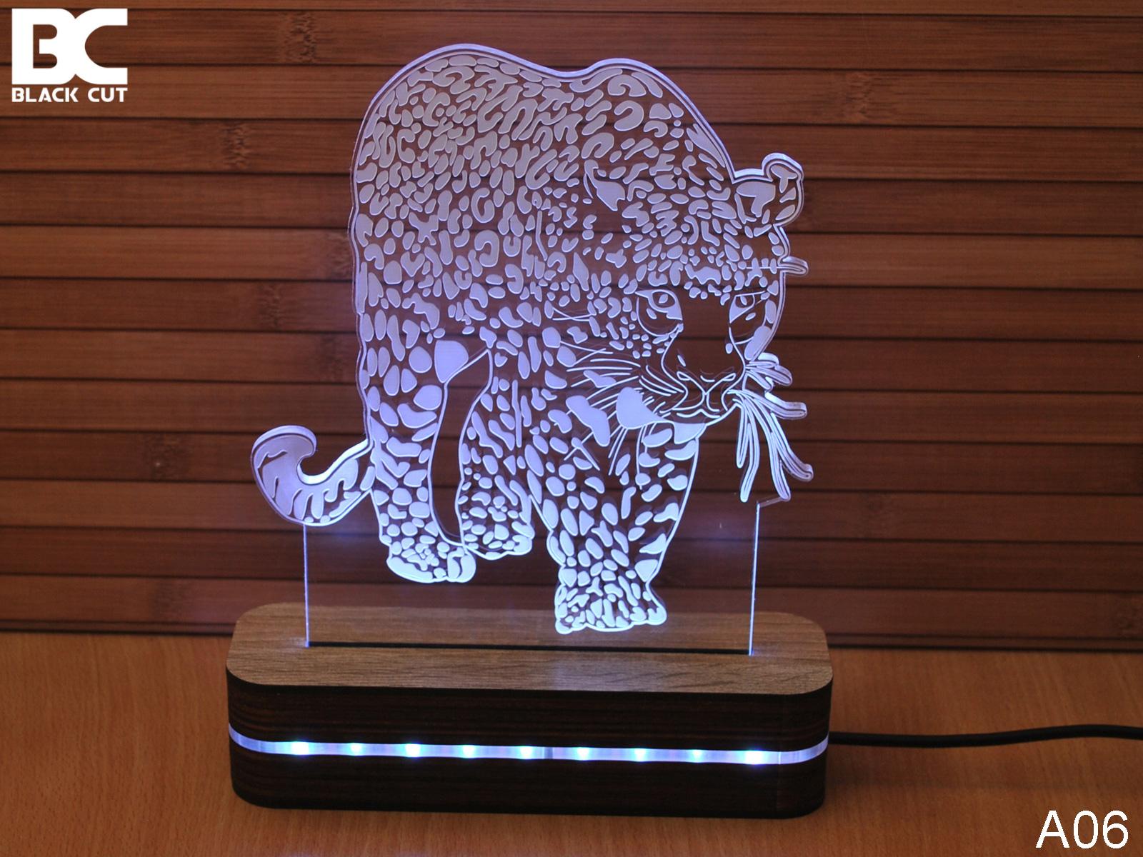 Black Cut 3D Lampa Jaguar, Toplo bela