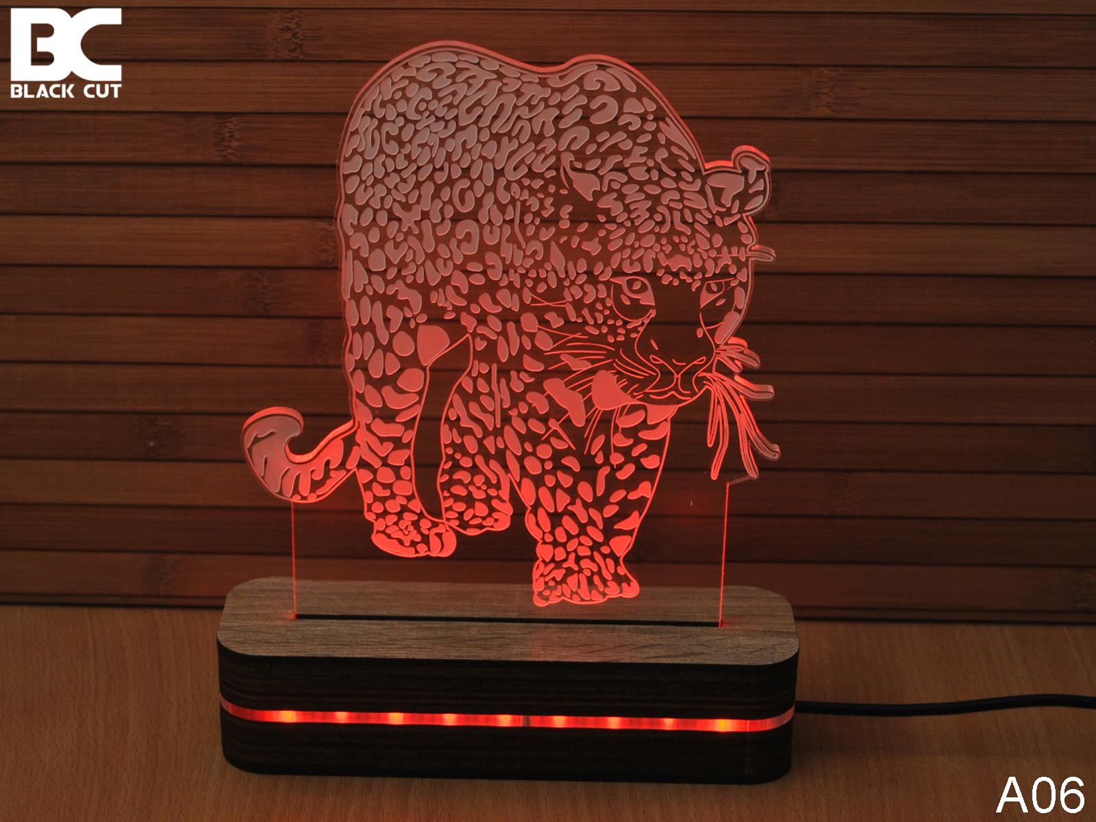Black Cut 3D Lampa Jaguar, Crvena