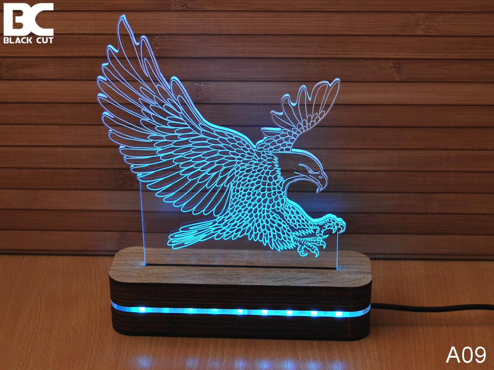 Black Cut 3D Lampa Orao, Svetloplava