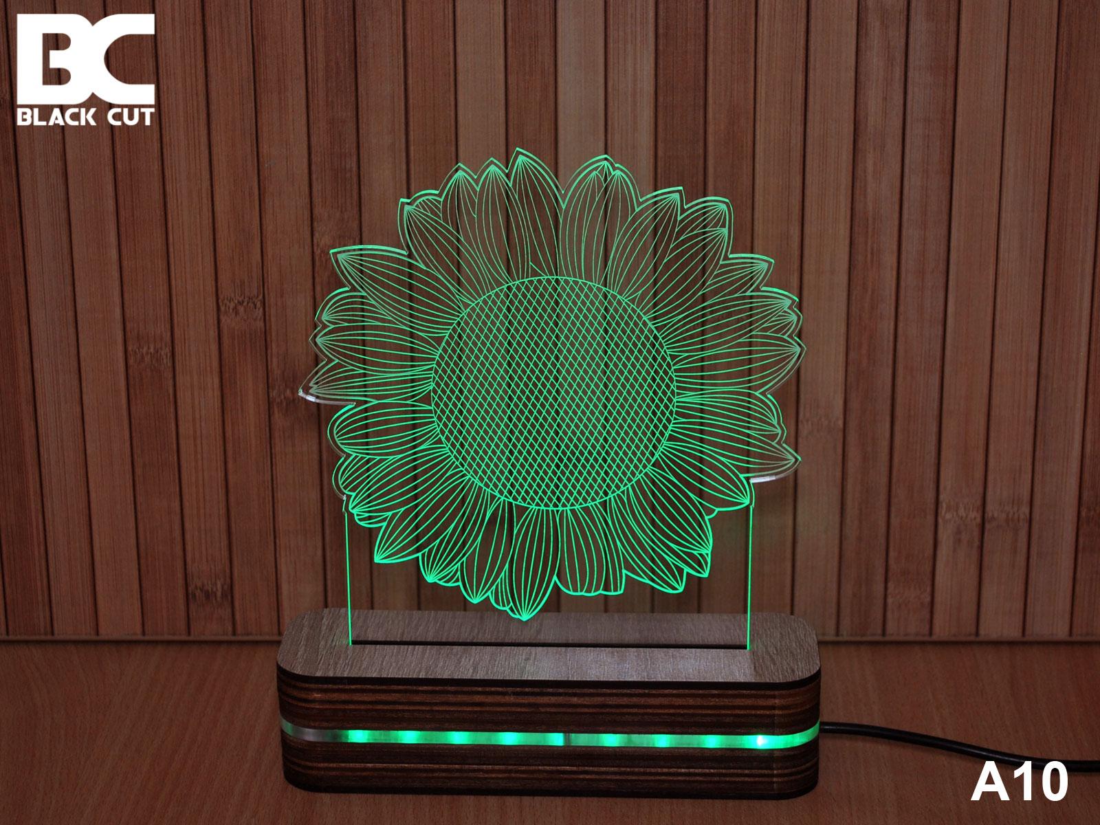 Black Cut 3D Lampa Suncokret, Zelena