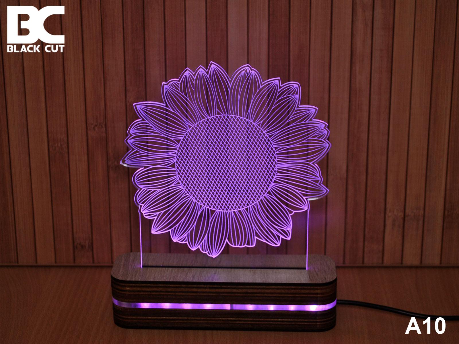 Black Cut 3D Lampa Suncokret, Roze