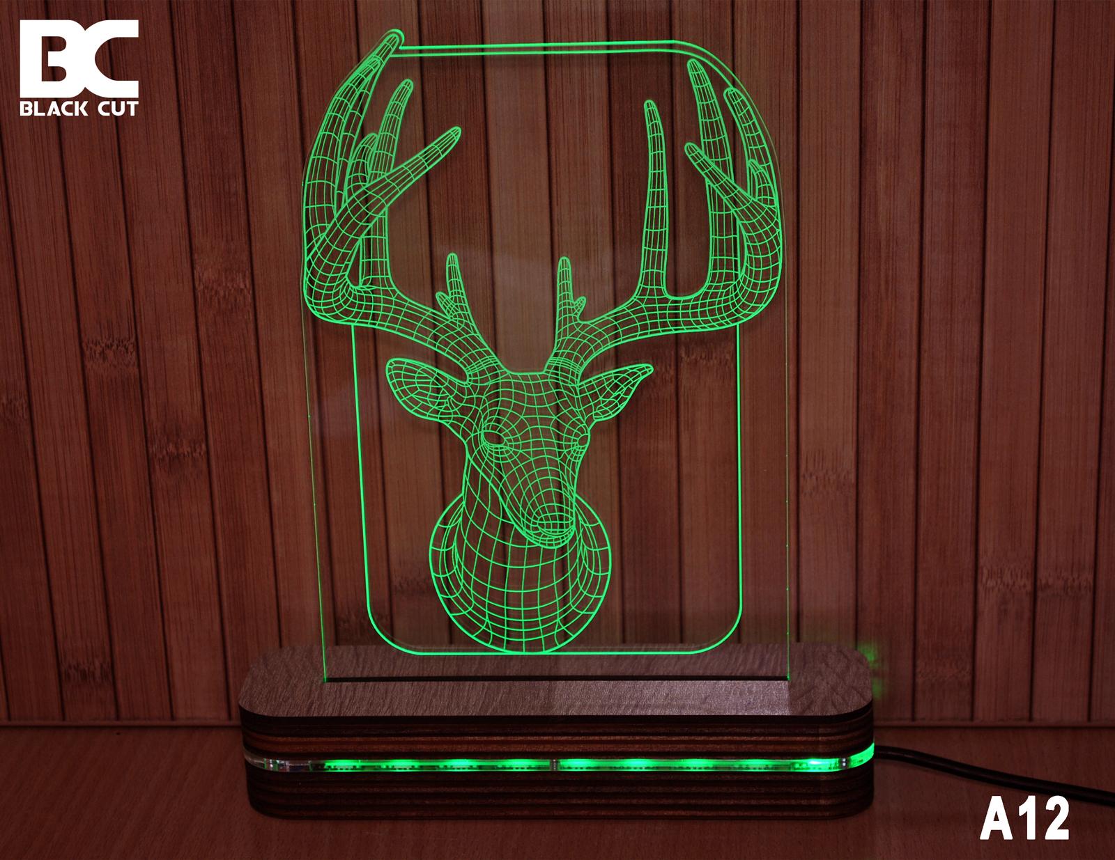 Black Cut 3D Lampa Jelen, Zelena