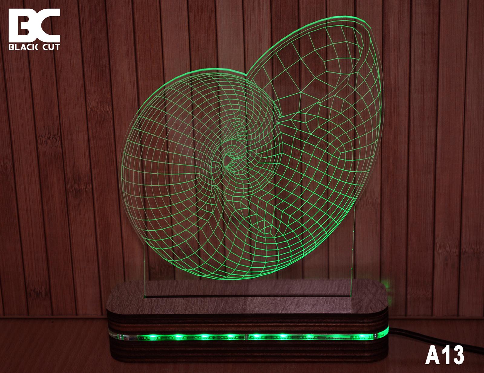 Black Cut 3D Lampa Puž, Zelena