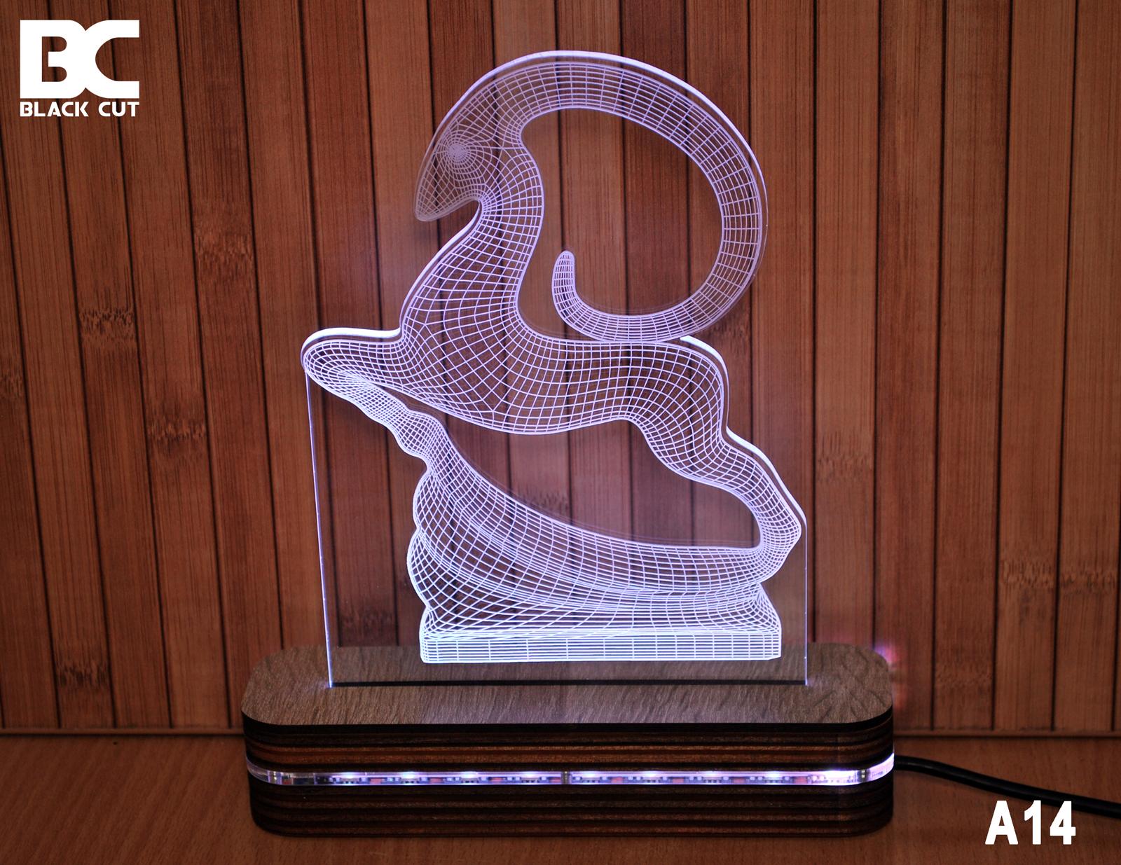 Black Cut 3D Lampa Ovan, Hladno bela