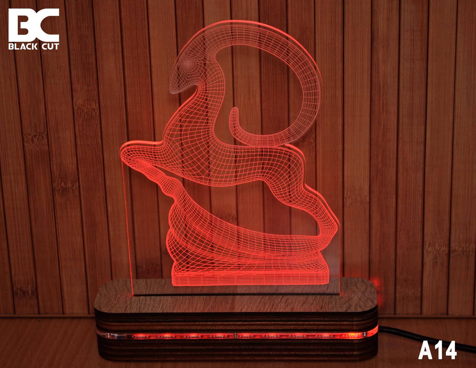 Black Cut 3D Lampa Ovan, Crvena