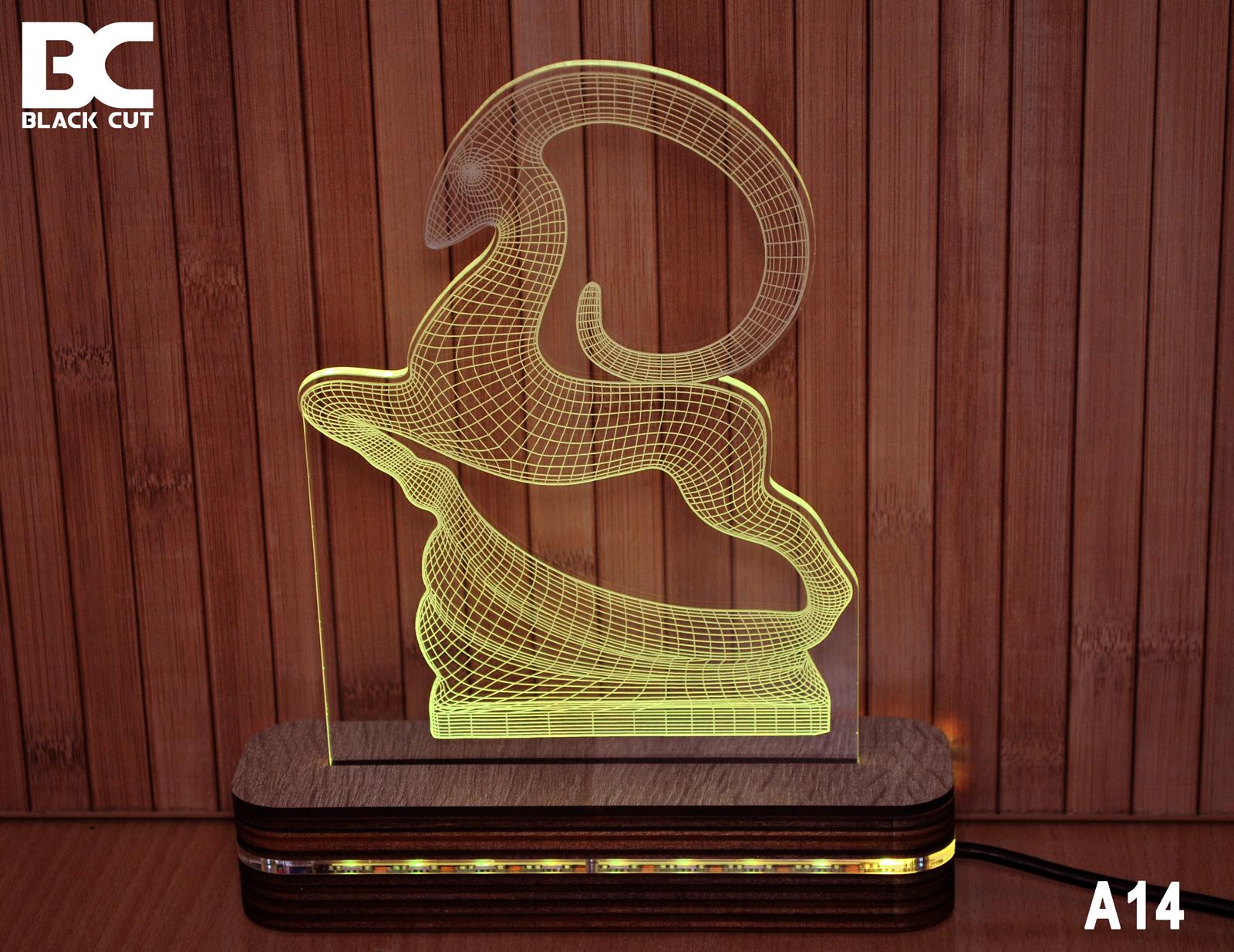 Black Cut 3D Lampa Ovan, RGB