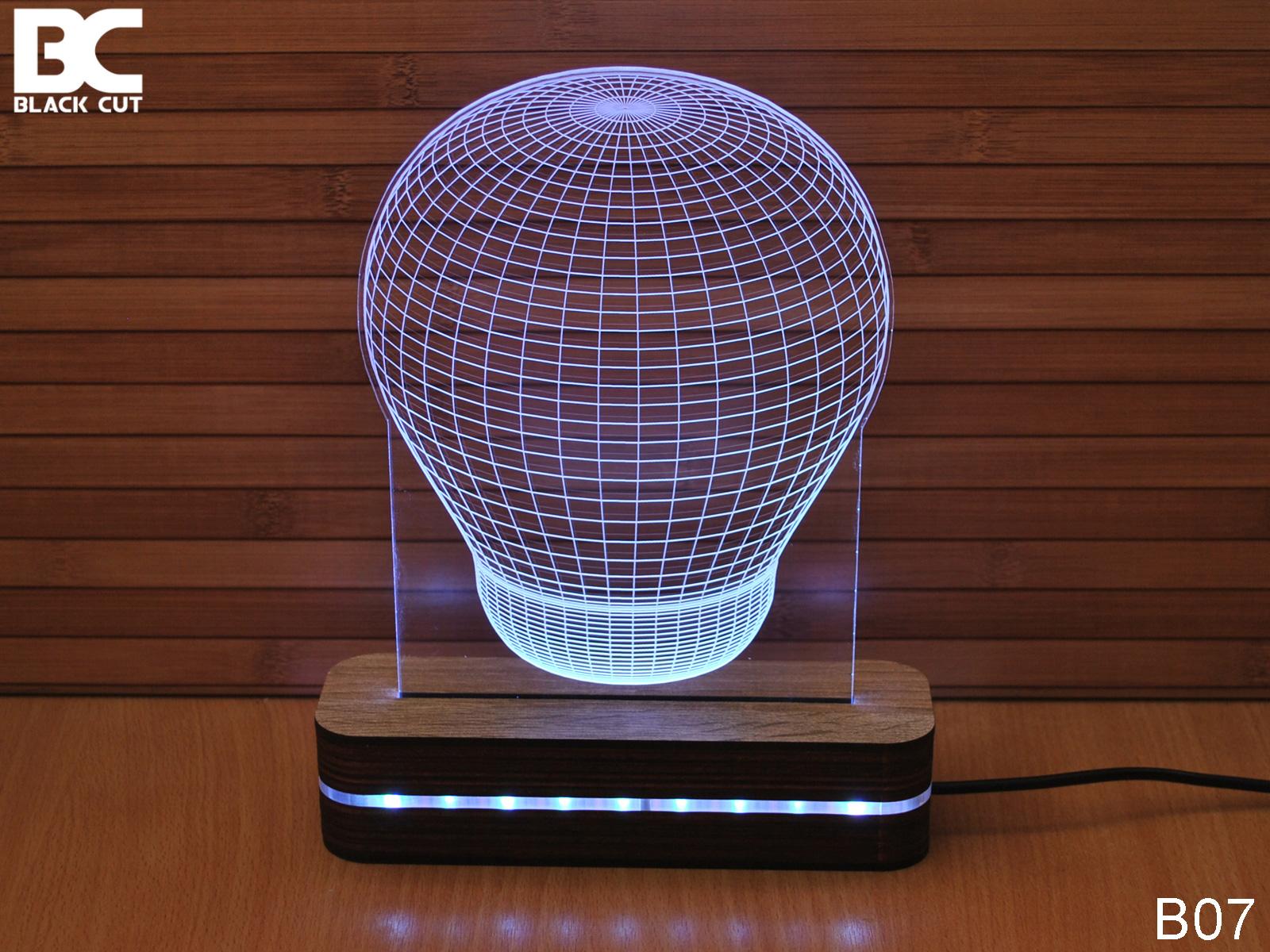 Black Cut 3D Lampa Sijalica Bela