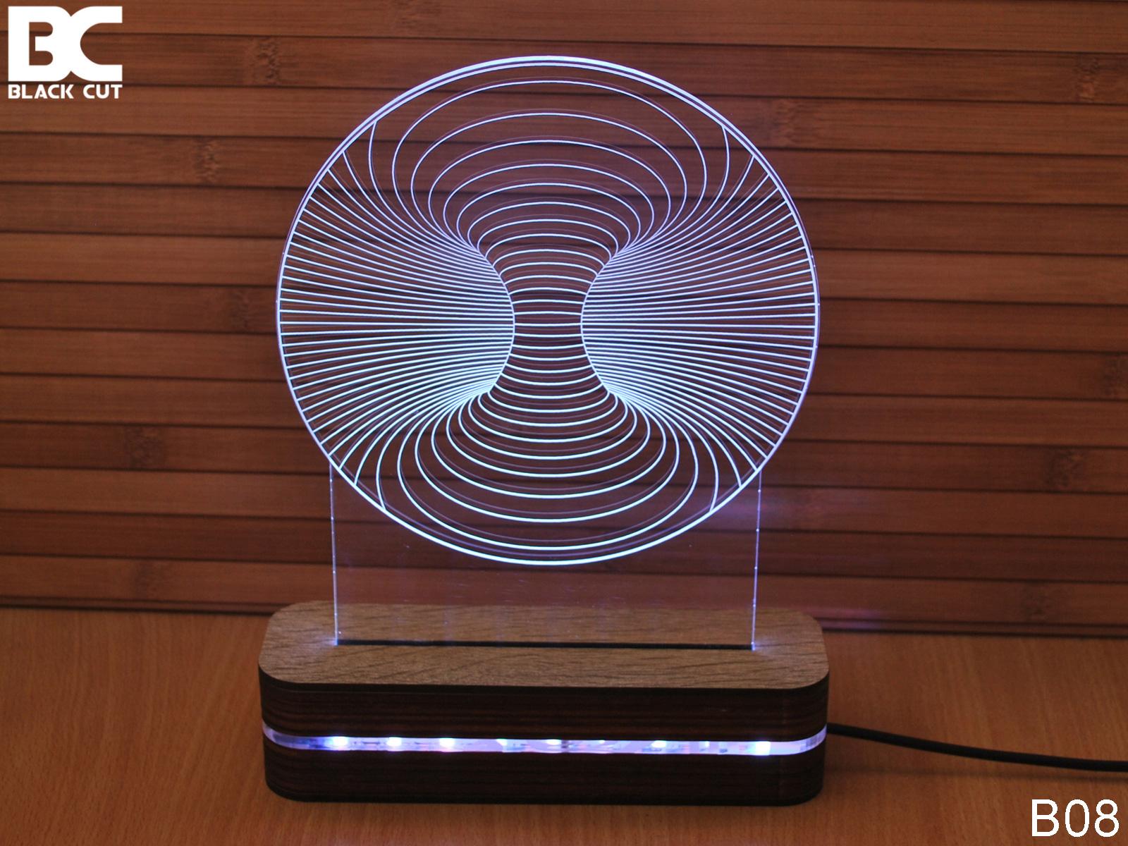 Black Cut 3D Lampa Crna rupa Bela