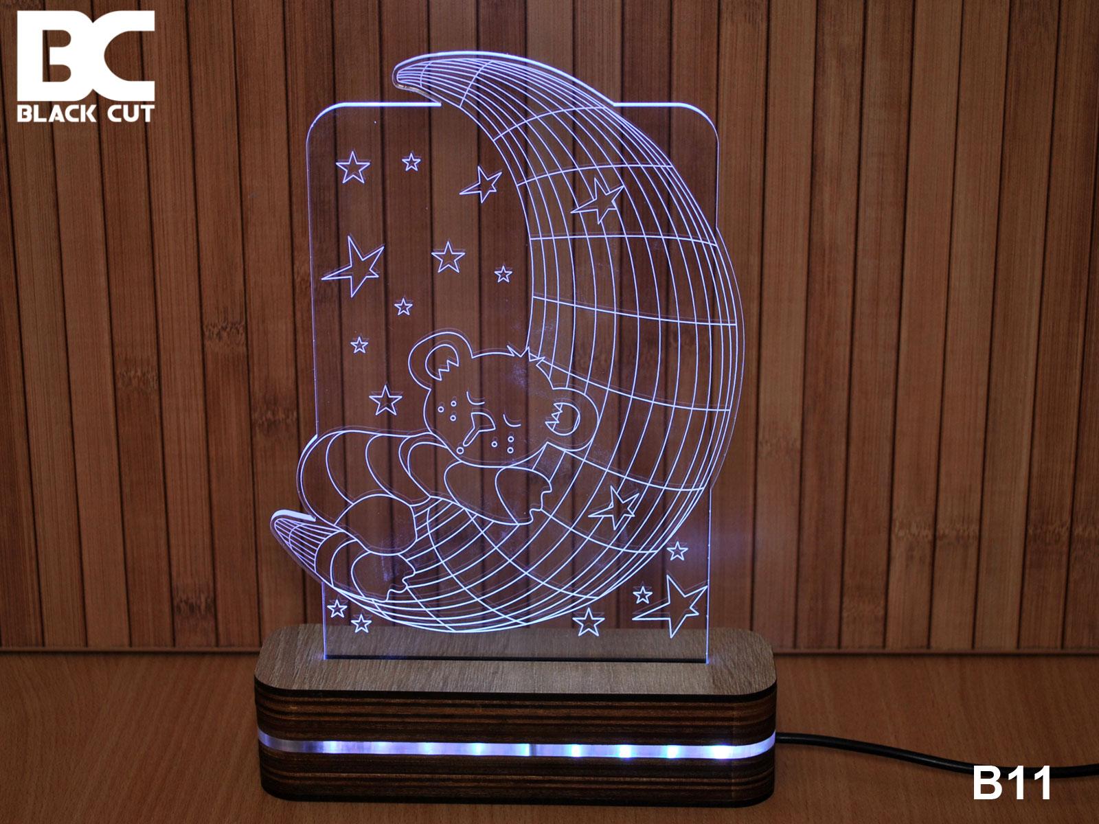 Black Cut 3D Lampa Meda I mesec RGB