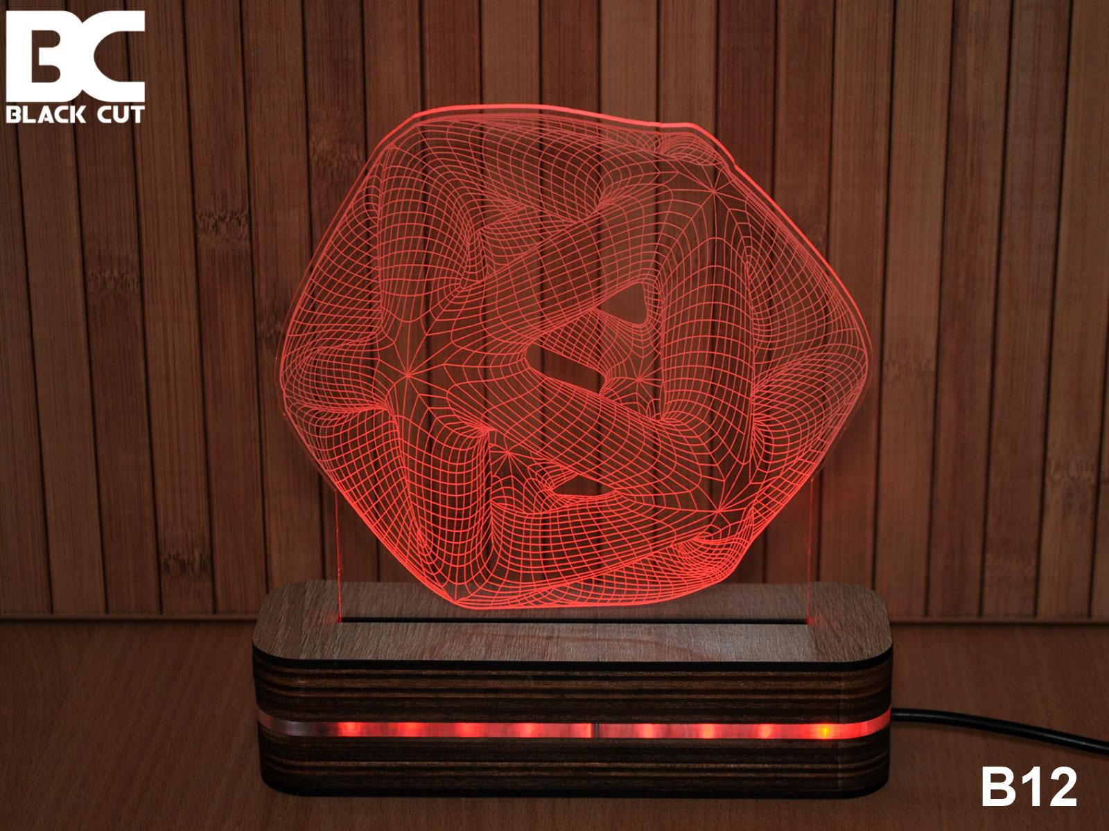 Black Cut 3D Lampa Zvezda Crvena