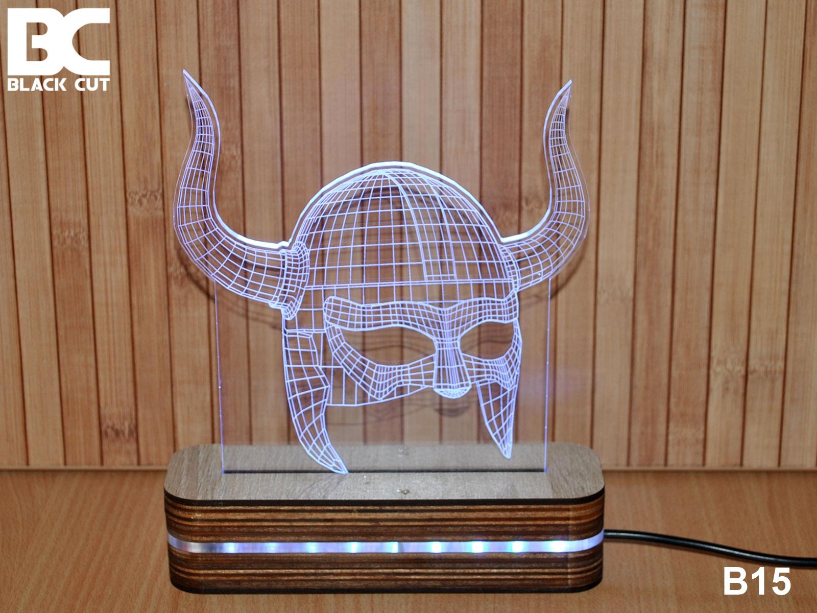 Black Cut 3D Lampa Viking Zelena