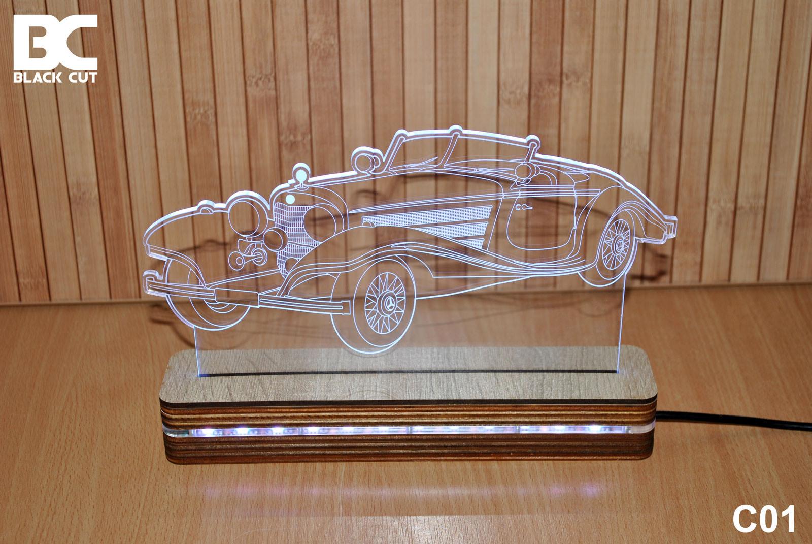 Black Cut 3D Lampa Roze