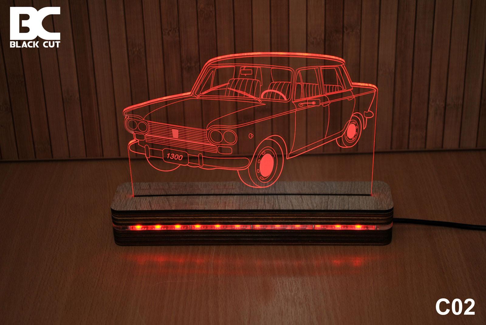 Black Cut 3D Lampa Crvena