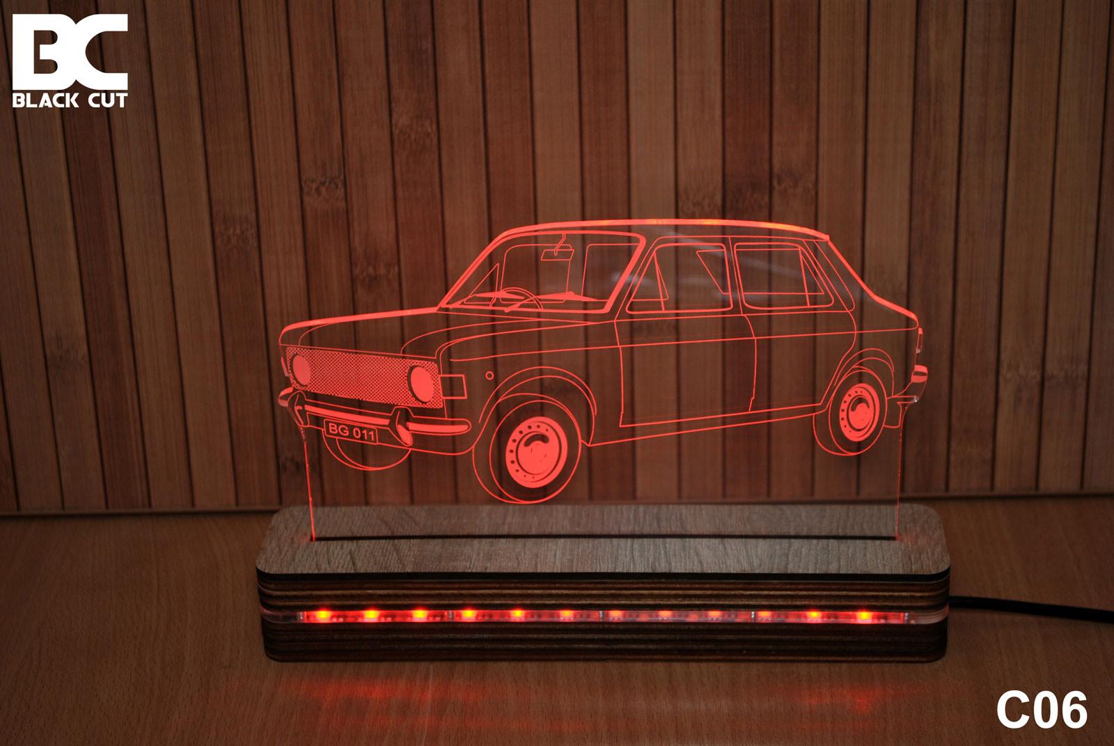 Black Cut 3D Lampa Crvena