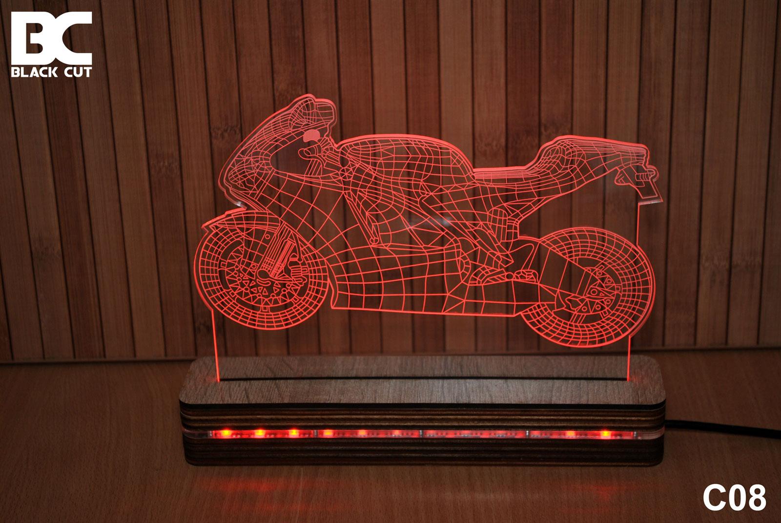 Black Cut 3D Lampa Crvena