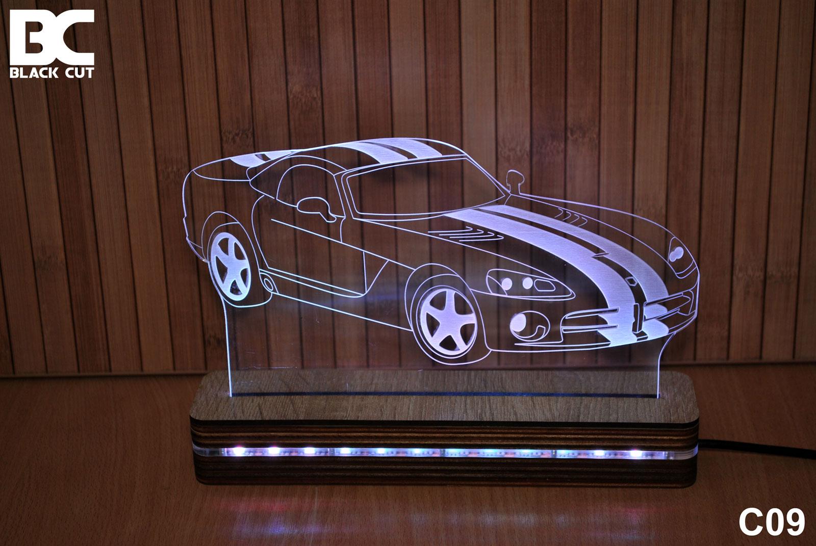 Black Cut 3D Lampa Bela