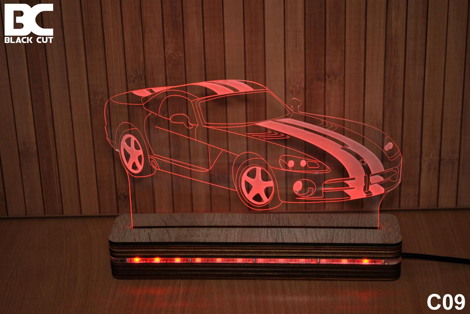 Black Cut 3D Lampa Crvena