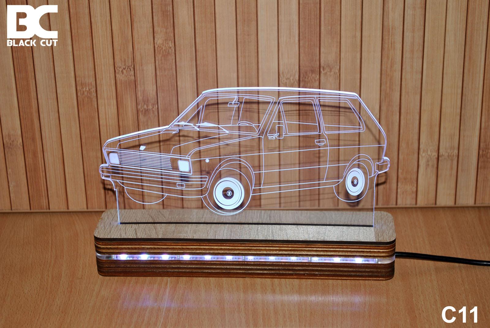 Black Cut 3D Lampa Svetlo plava