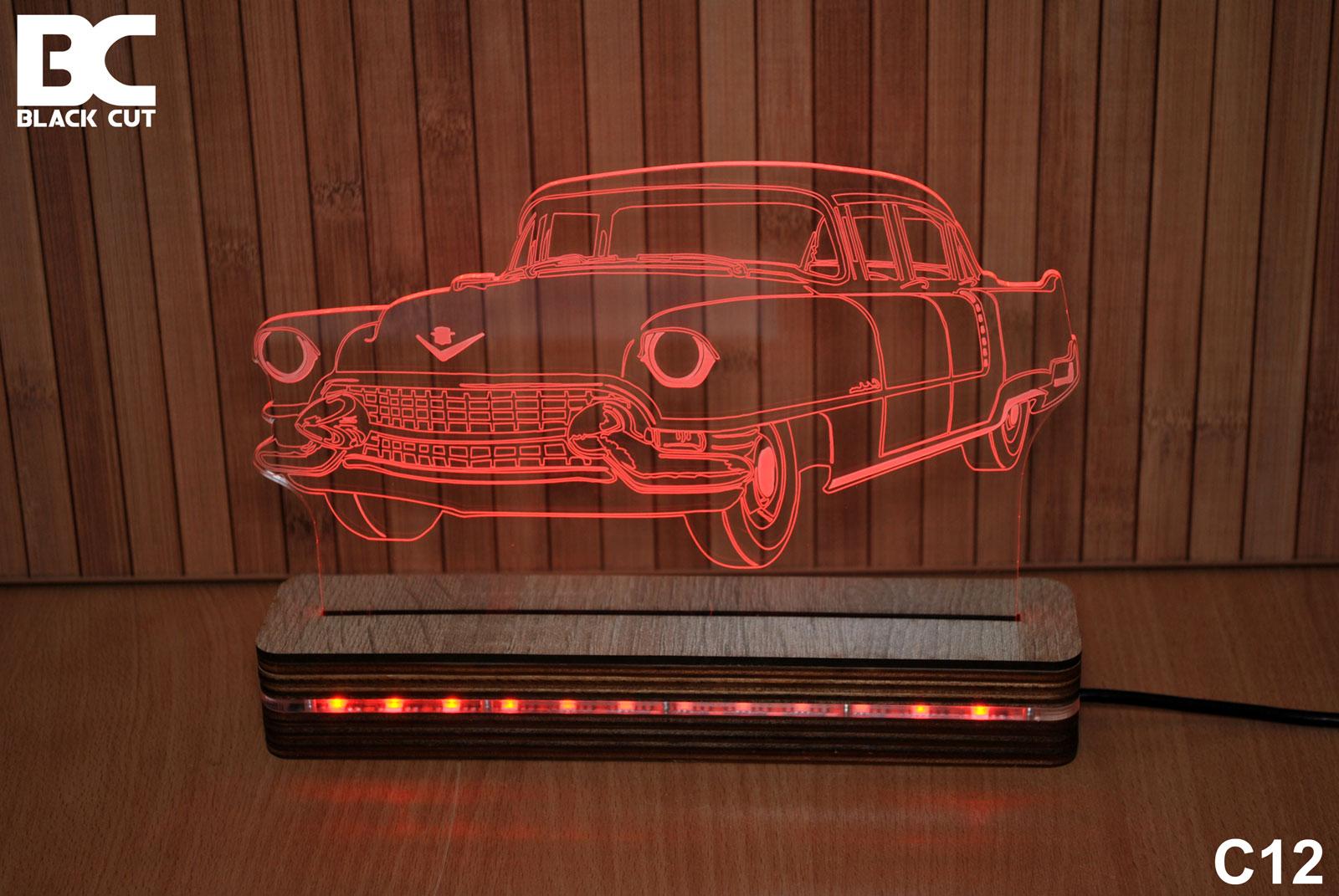 Black Cut 3D Lampa Crvena