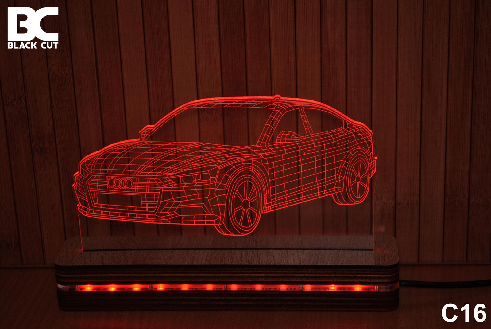 Black Cut 3D Lampa Crvena