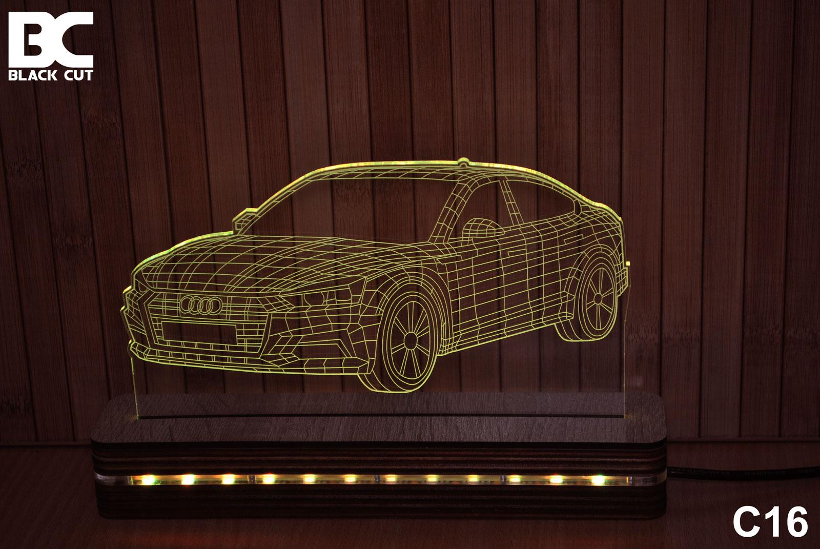 Black Cut 3D Lampa Toplo bela