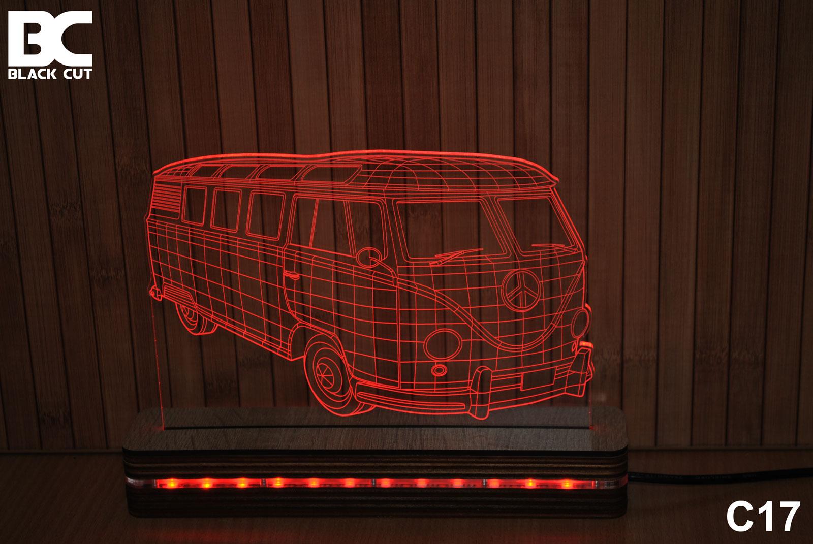 Black Cut 3D Lampa Crvena