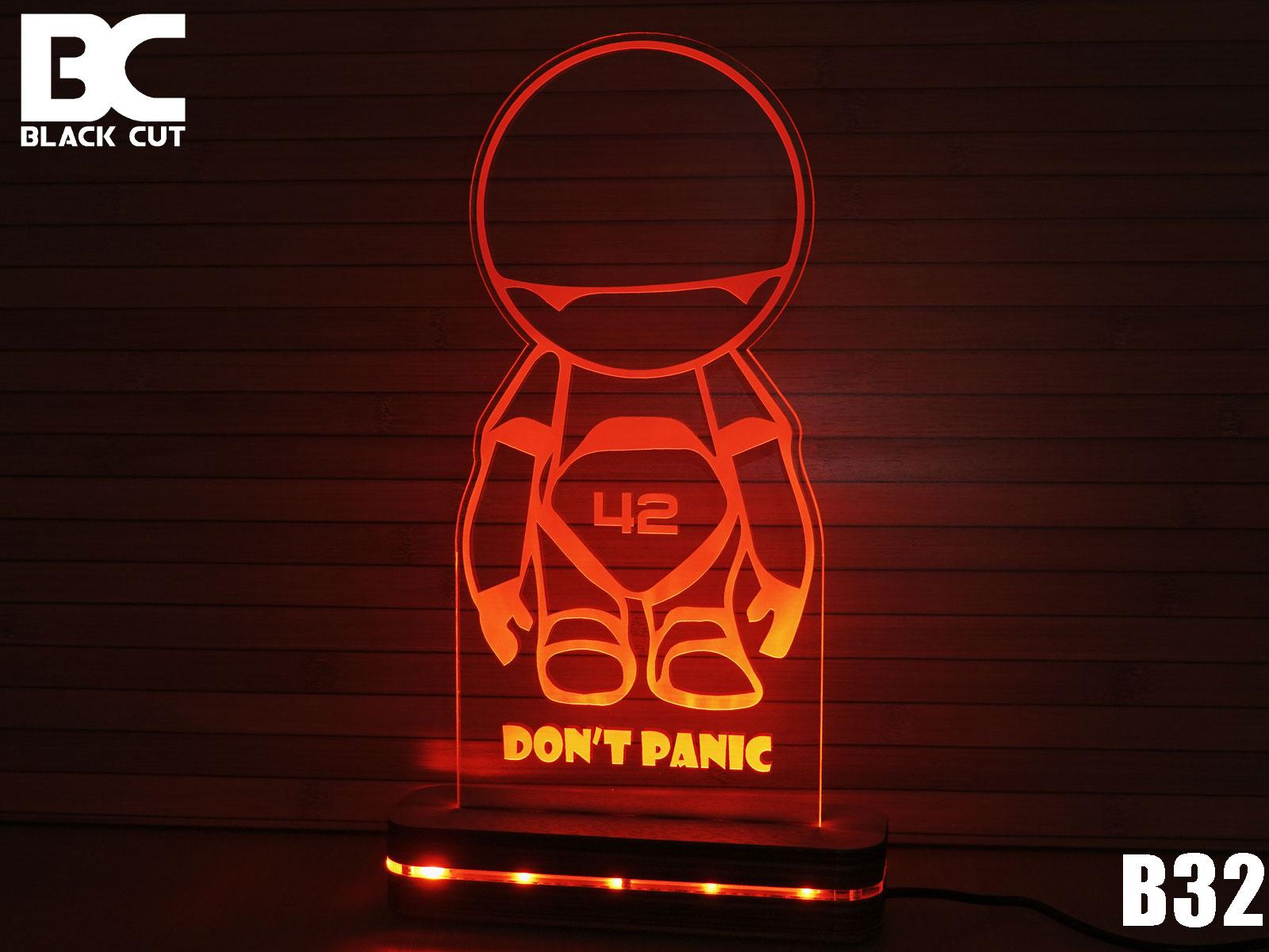 Black Cut 3D Lampa Dont Panic Crvena