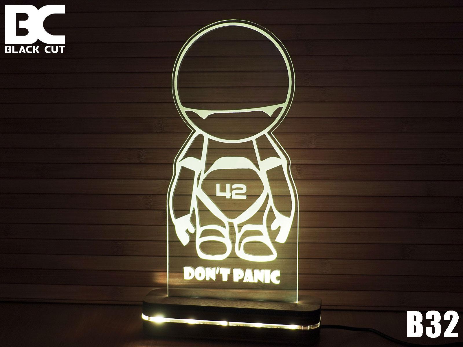 Black Cut 3D Lampa Dont Panic Toplo bela