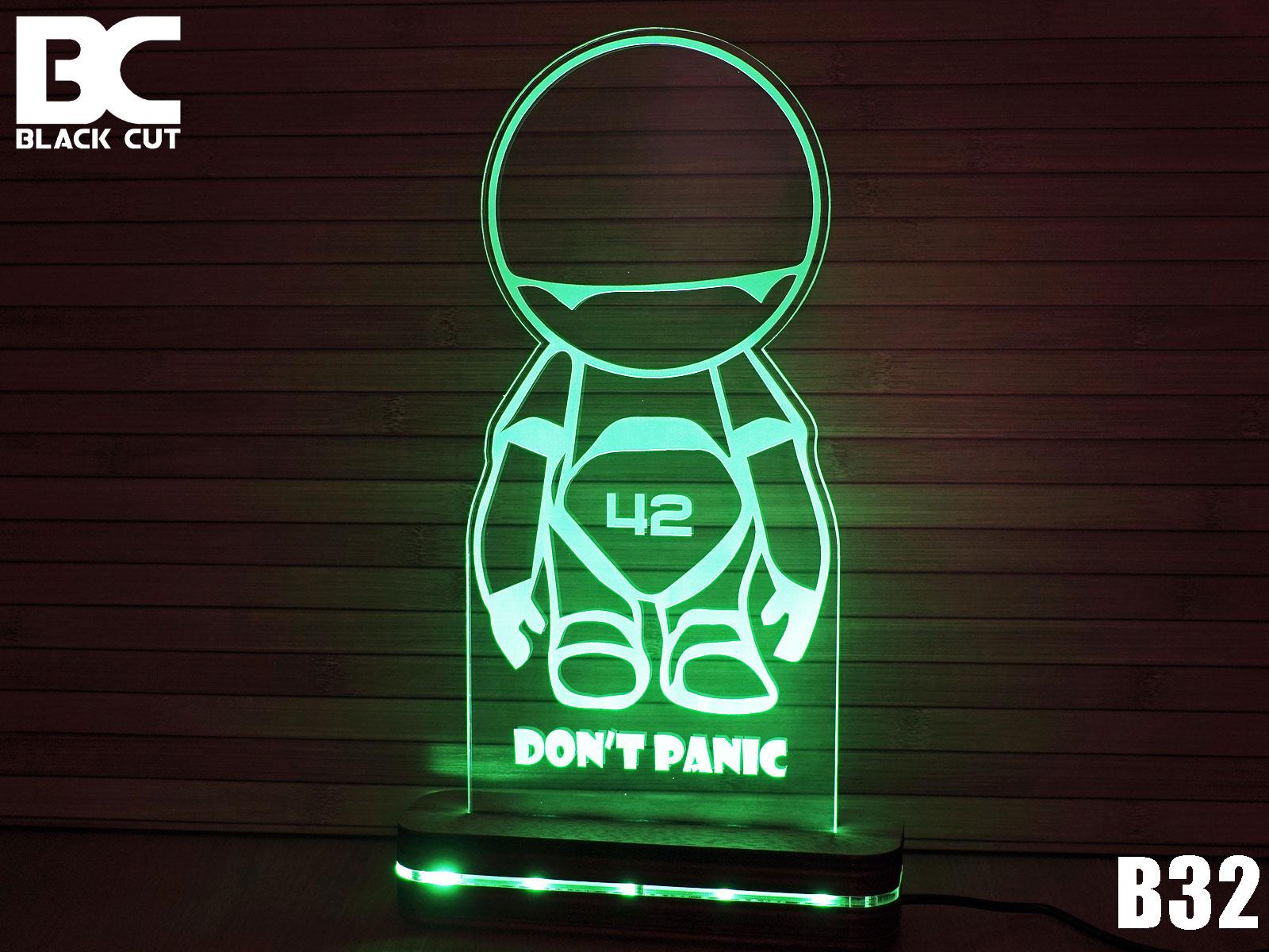 Black Cut 3D Lampa Dont Panic Zelena