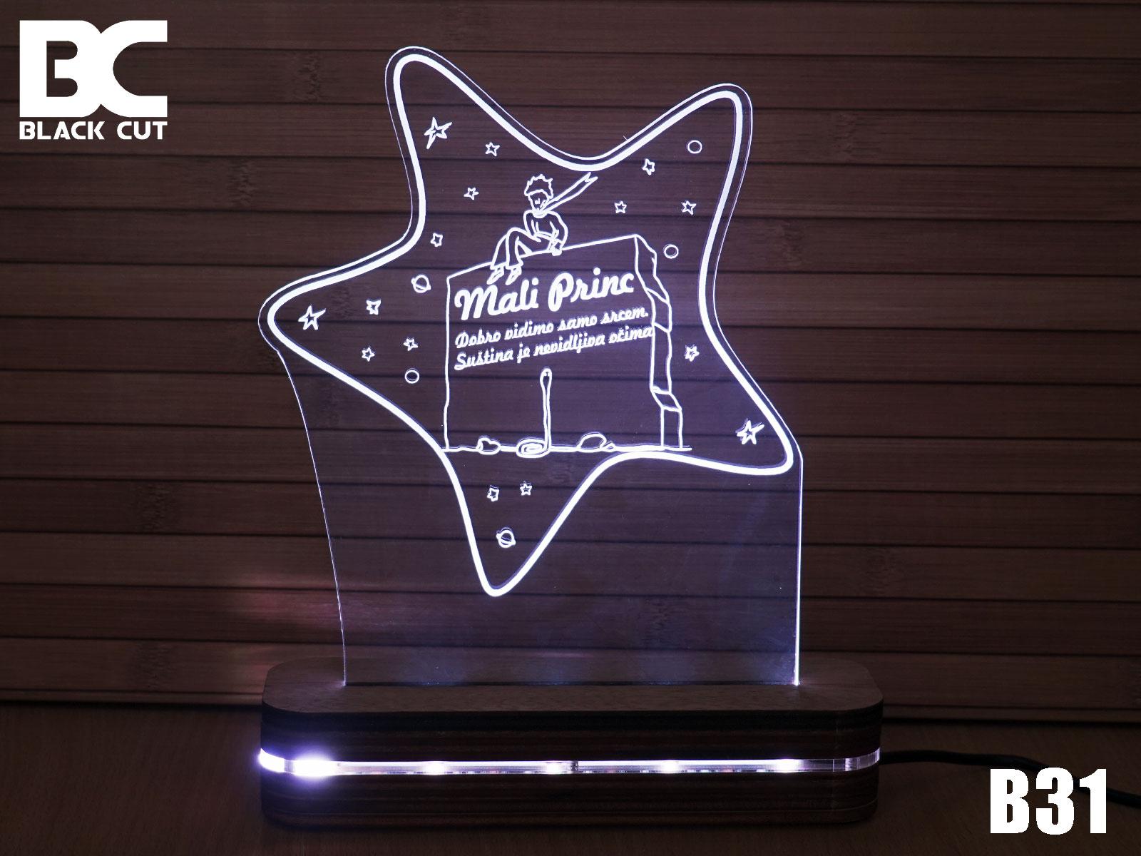 Black Cut 3D Lampa Mali Princ 2 Bela