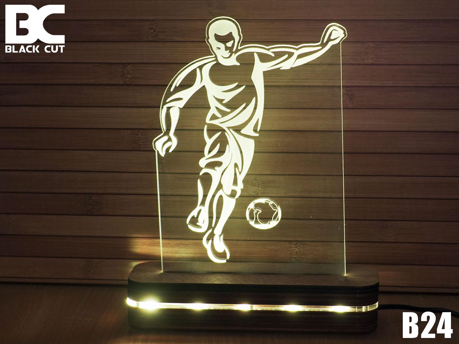 Black Cut 3D Lampa Fudbaler Toplo bela