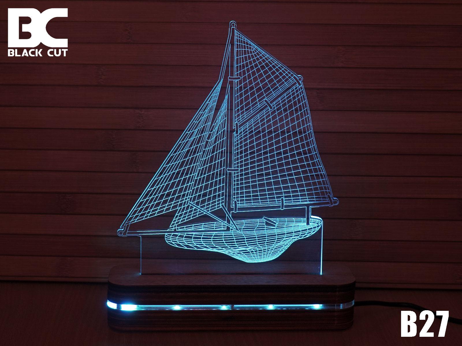 Black Cut 3D Lampa Brod Svetlo plava