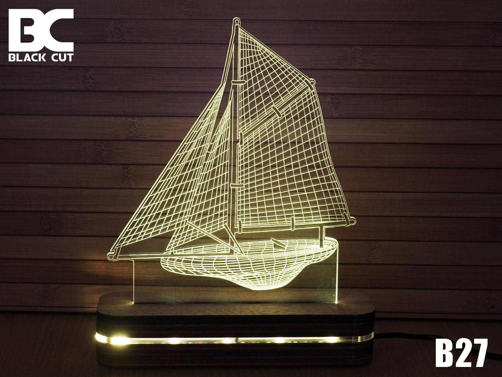 Black Cut 3D Lampa Brod Toplo bela