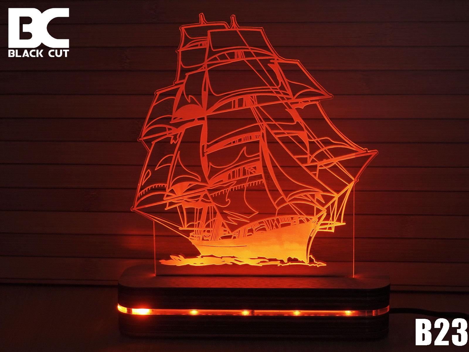 Black Cut 3D Lampa Jedrenjak Crvena