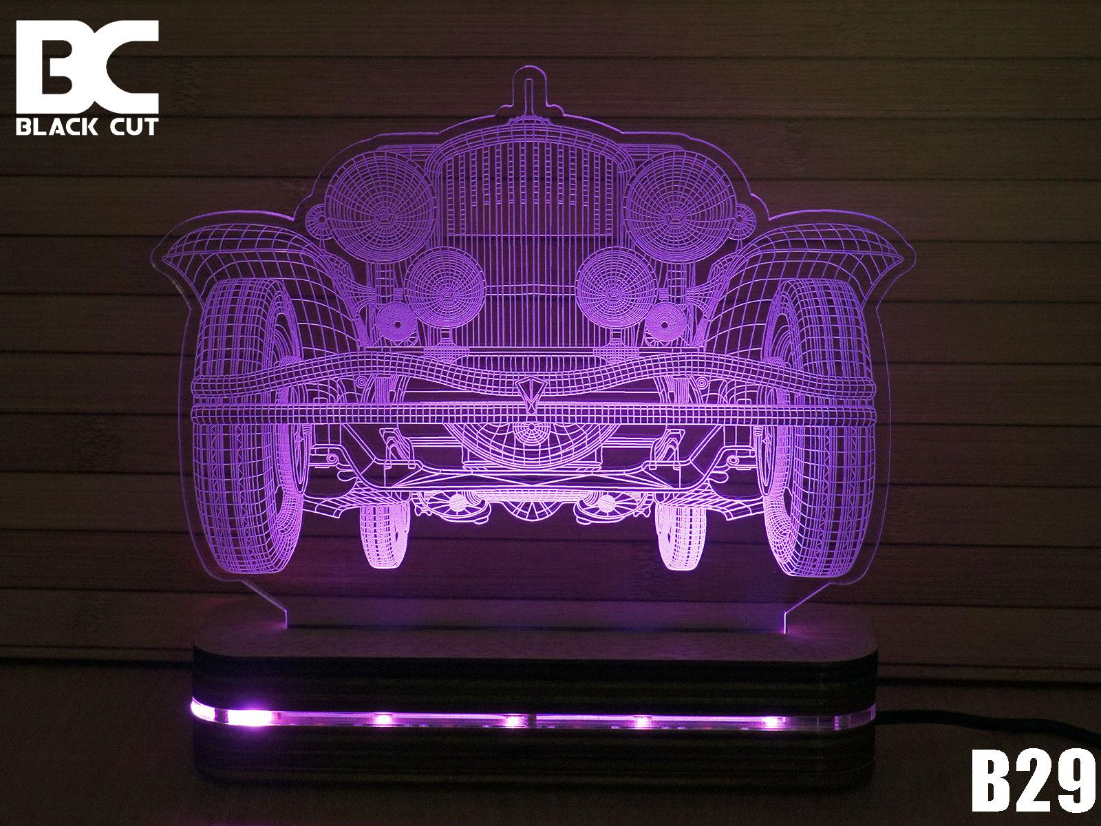 Black Cut 3D Lampa Old Timer Roze