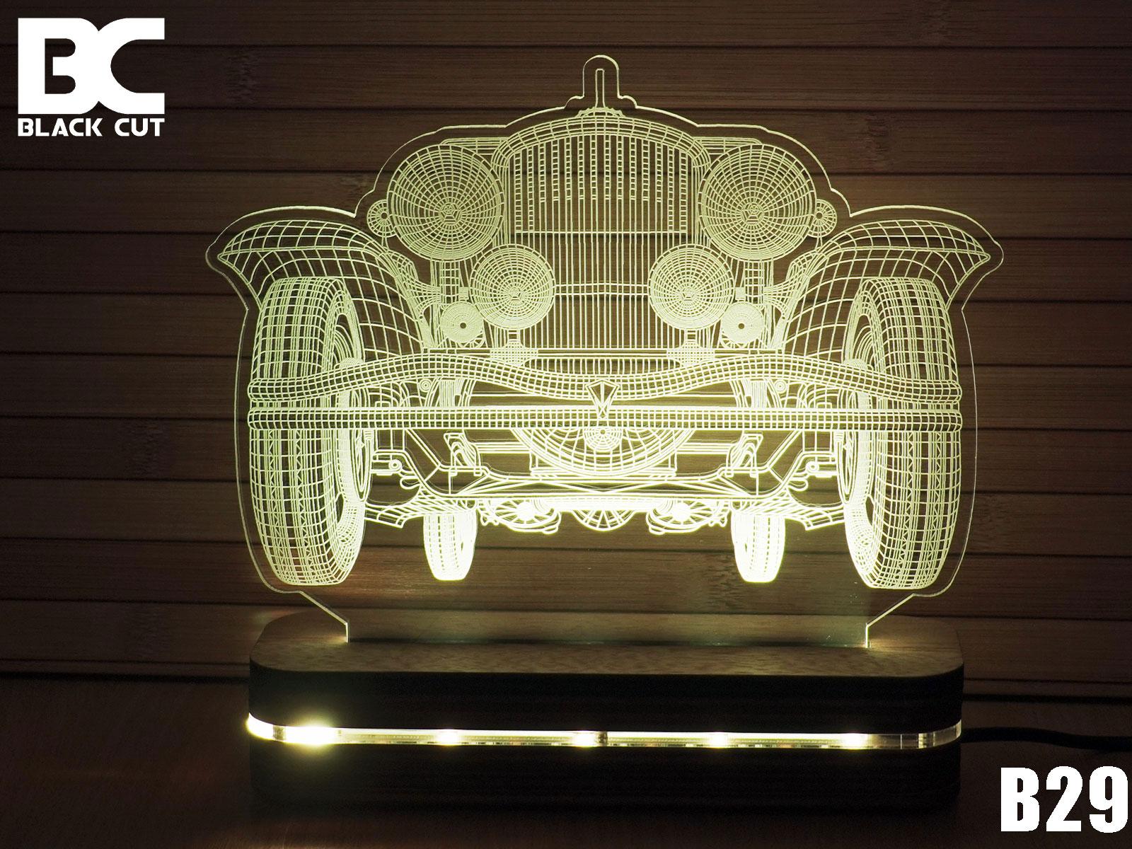 Black Cut 3D Lampa Old Timer Toplo bela