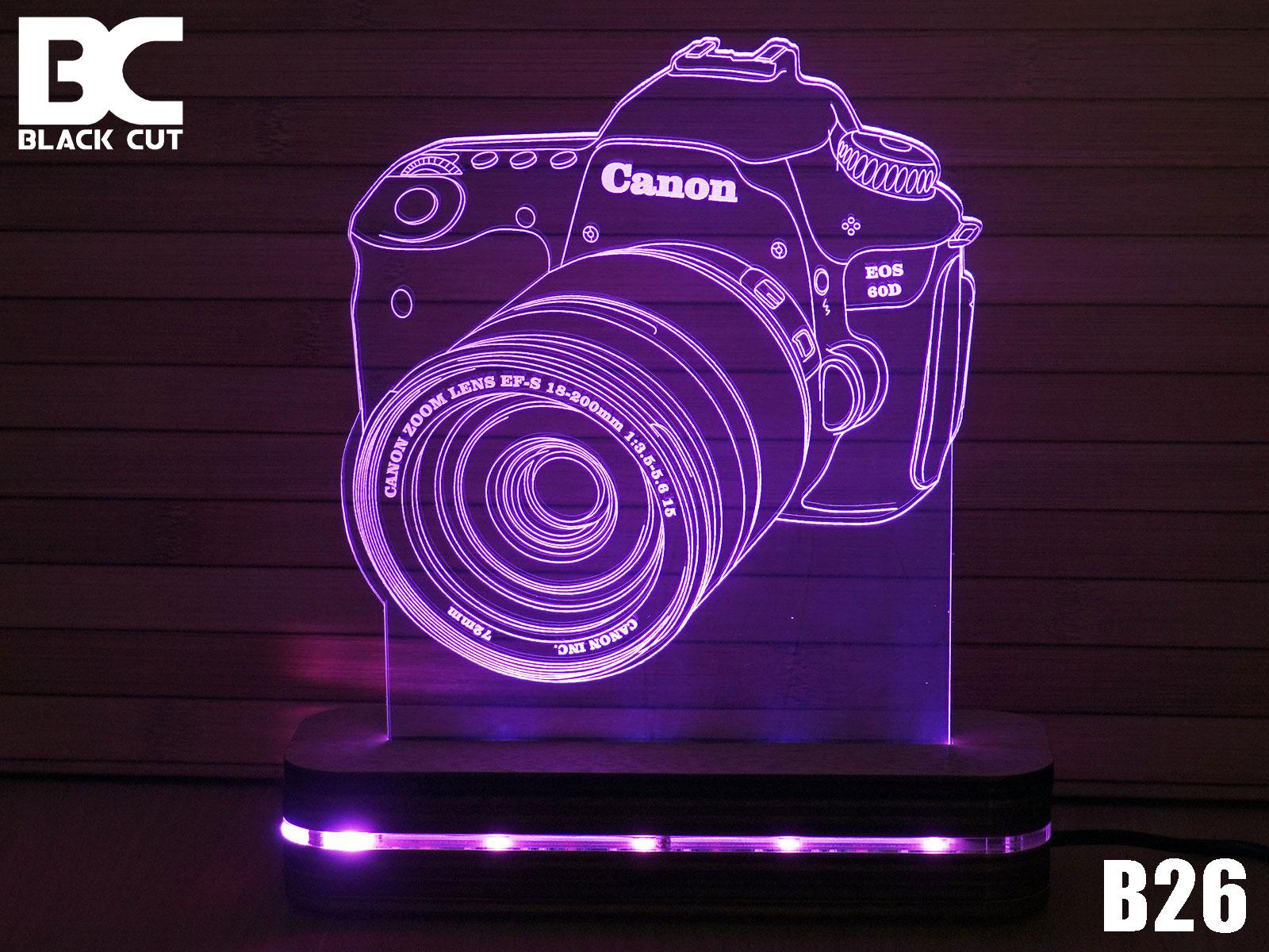 Black Cut 3D Lampa Foto aparat Roze