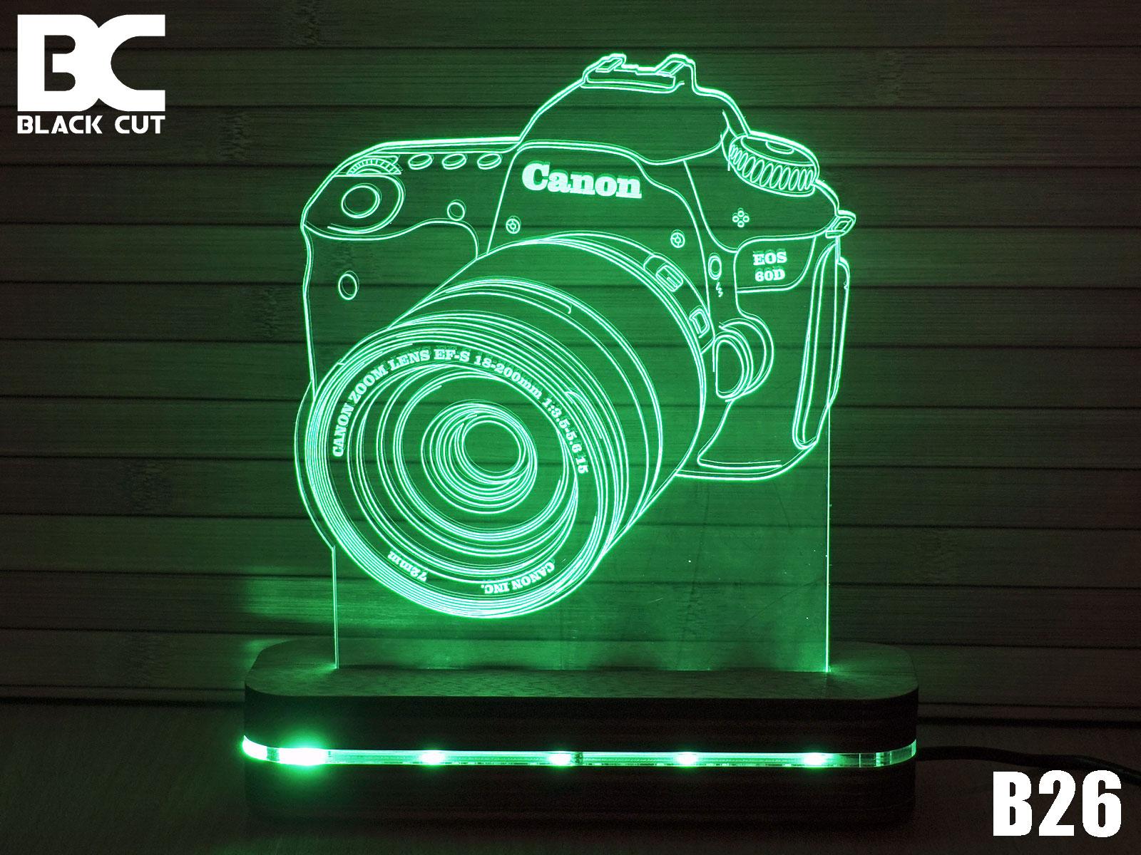 Black Cut 3D Lampa Foto aparat Zelena