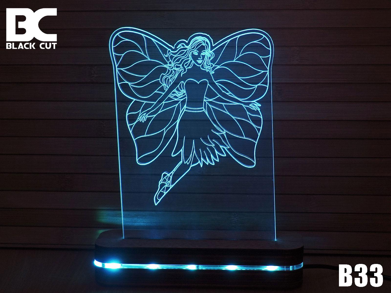 Black Cut 3D Lampa Vila Svetlo plava